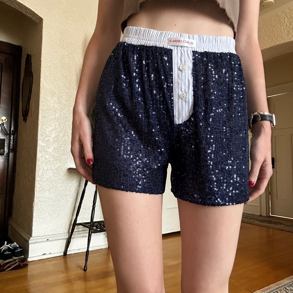 Sequin Navy Blue Shorts